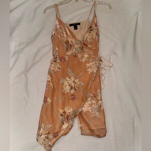 Forever 21 Peach Suede Floral Wrap Dress